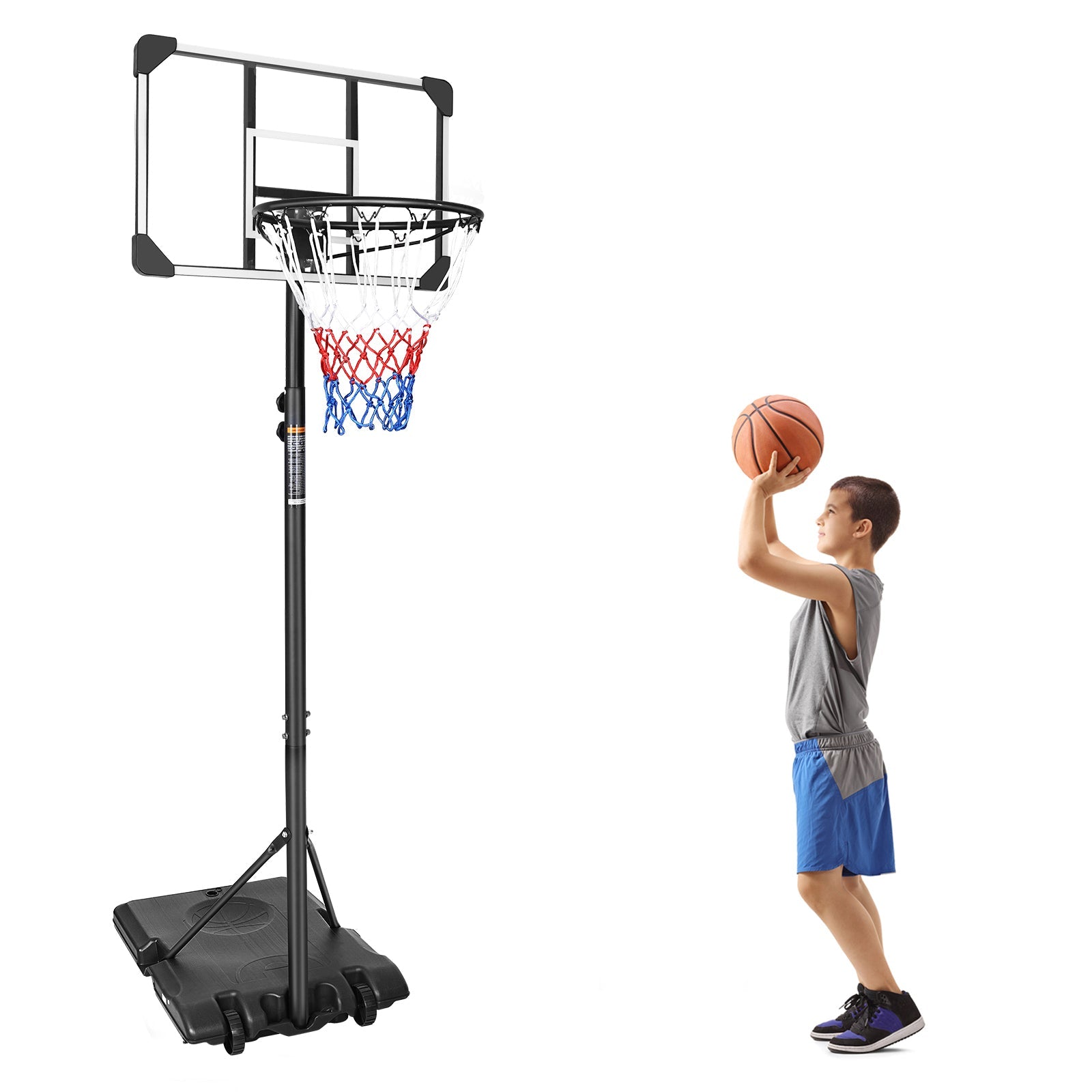 Portable Basketball Goal System with Stable Base and Wheels