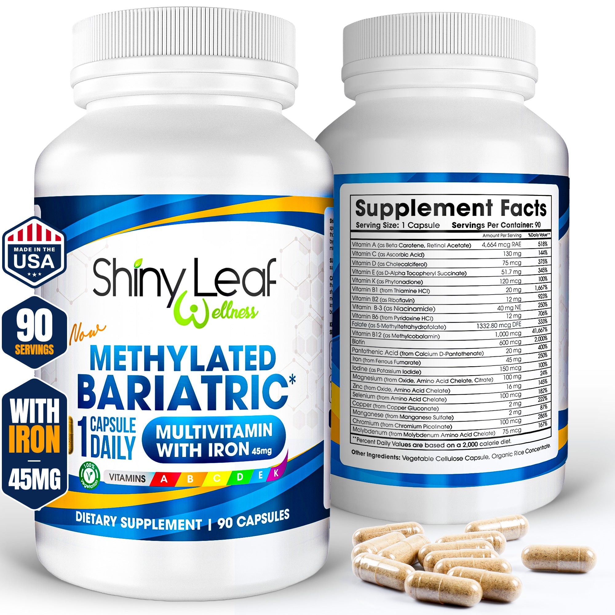 Methylated Bariatric Multivitamins with 45mg Iron Daily Capsule