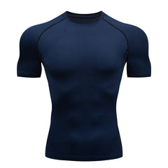 Men's Short Sleeve Compression Shirt for Gym Running Workouts