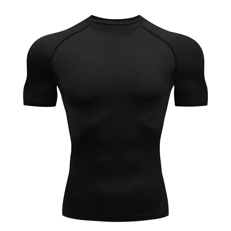 Men's Short Sleeve Compression Shirt for Gym Running Workouts