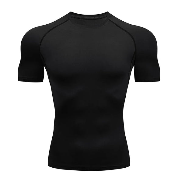 Men's Short Sleeve Compression Shirt for Gym Running Workouts