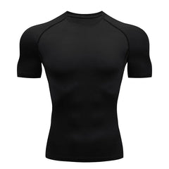 Men's Short Sleeve Compression Shirt for Gym Running Workouts