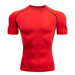 Men's Short Sleeve Compression Shirt for Gym Running Workouts