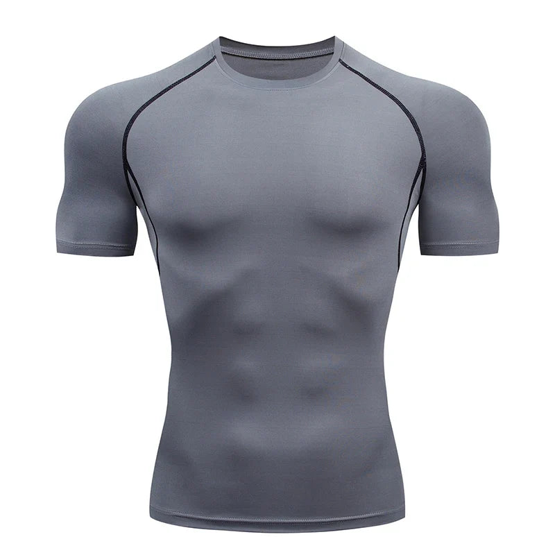 Men's Short Sleeve Compression Shirt for Gym Running Workouts
