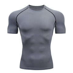 Men's Short Sleeve Compression Shirt for Gym Running Workouts