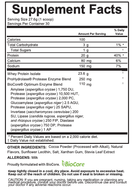 Chocolate Whey Protein Isolate Powder for Fitness Recovery