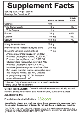 Chocolate Whey Protein Isolate Powder for Fitness Recovery